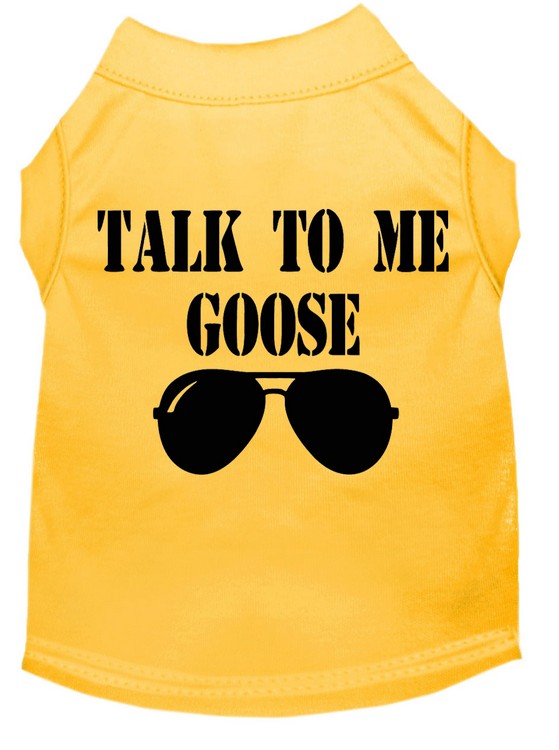 Talk to me Goose Screen Print Dog Shirt Yellow XXXL